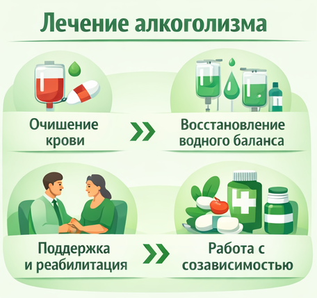 лечение алкоголизма в Болотном этапы